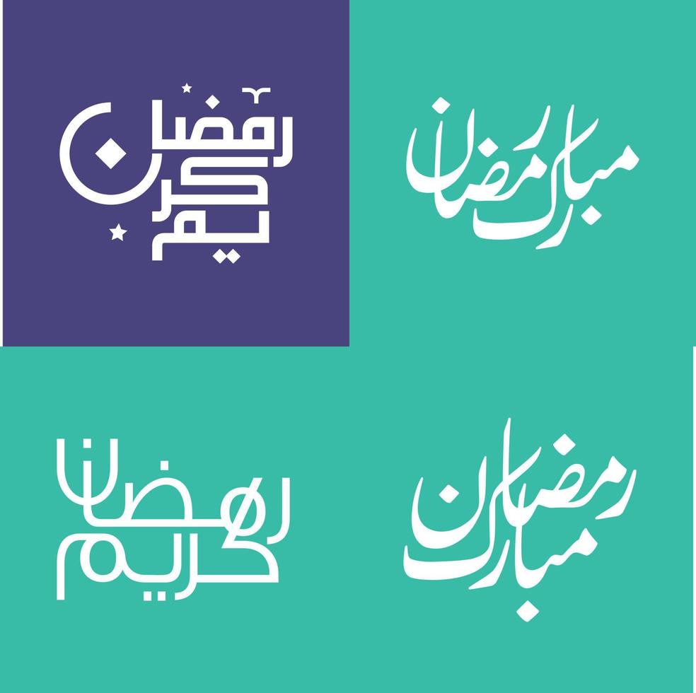 Vector Set of Simple Arabic Calligraphy for Celebrating the Holy Month of Fasting in Modern Style.