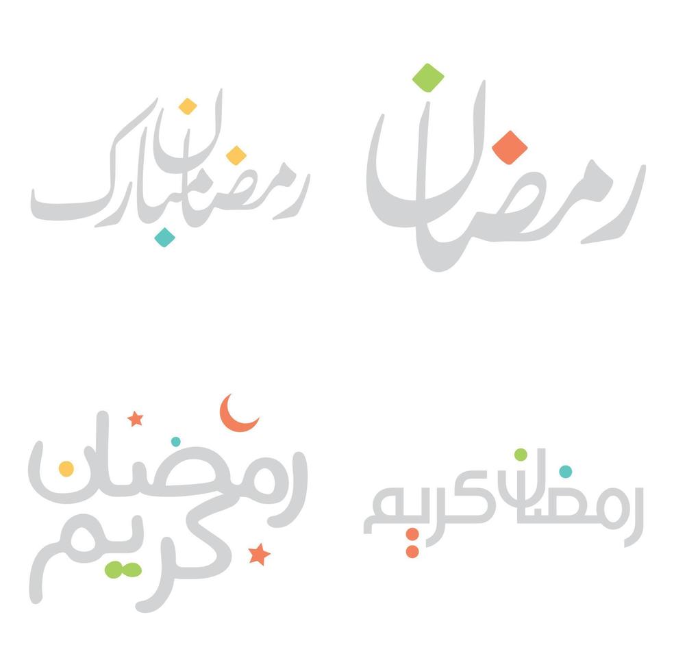 Vector Illustration of Ramadan Kareem Greetings in Arabic Calligraphy.