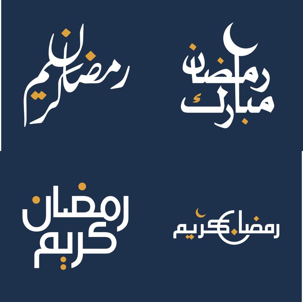 Vector Illustration of White Calligraphy with Orange Design Elements for Ramadan Kareem Celebrations and Greetings.