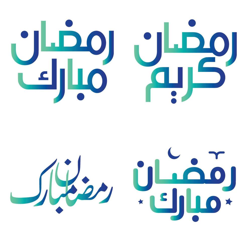 Gradient Green and Blue Arabic Calligraphy Vector Design for Ramadan Kareem Wishes.