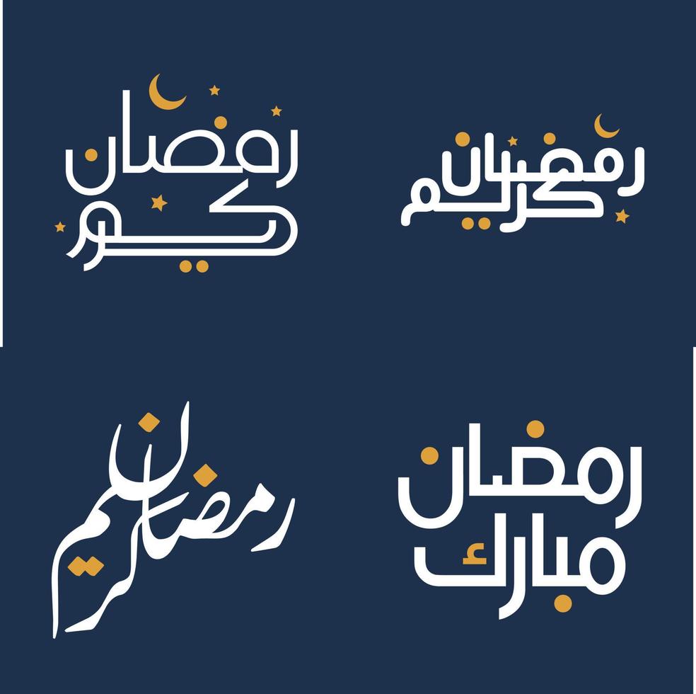 Elegant White Calligraphy with Orange Design Elements for Ramadan Kareem Greetings. vector