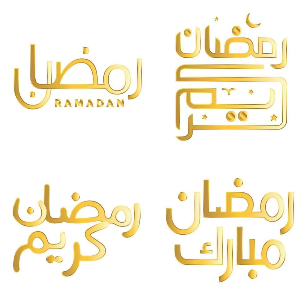 Golden Ramadan Kareem Vector Design for Islamic Fasting Month with Elegant Calligraphy.