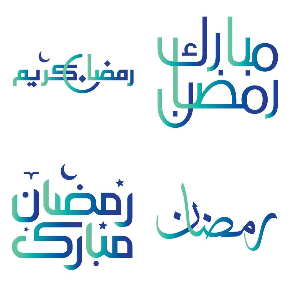 Celebrate the Holy Month of Ramadan with Gradient Green and Blue Arabic Calligraphy. vector