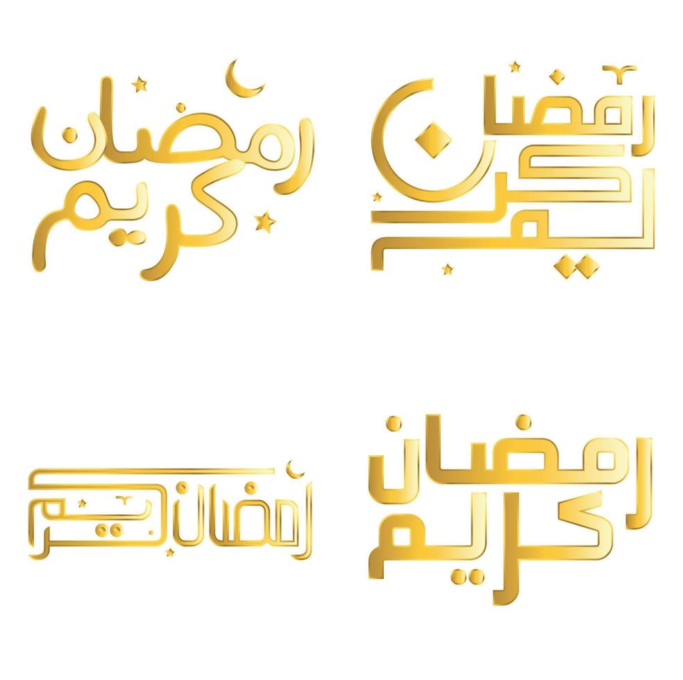 Golden Ramadan Kareem Vector Design for Islamic Fasting Month with Elegant Calligraphy.