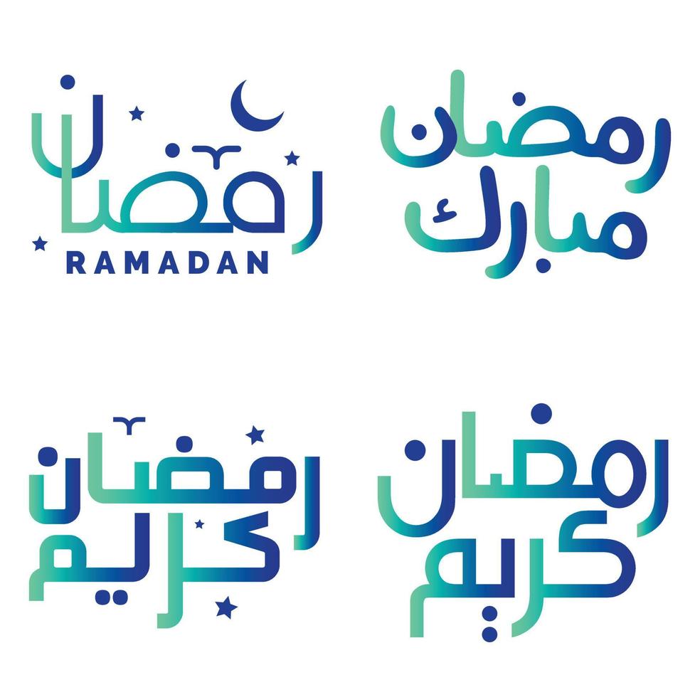 Celebrate the Holy Month of Fasting with Gradient Green and Blue Ramadan Kareem Vector Illustration.