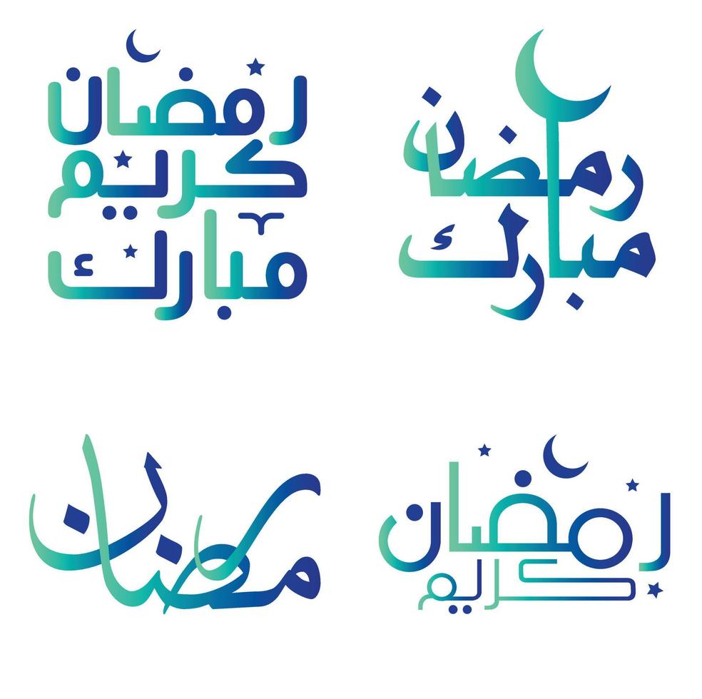 Elegant Gradient Green and Blue Ramadan Kareem Vector Design with Arabic Calligraphy.