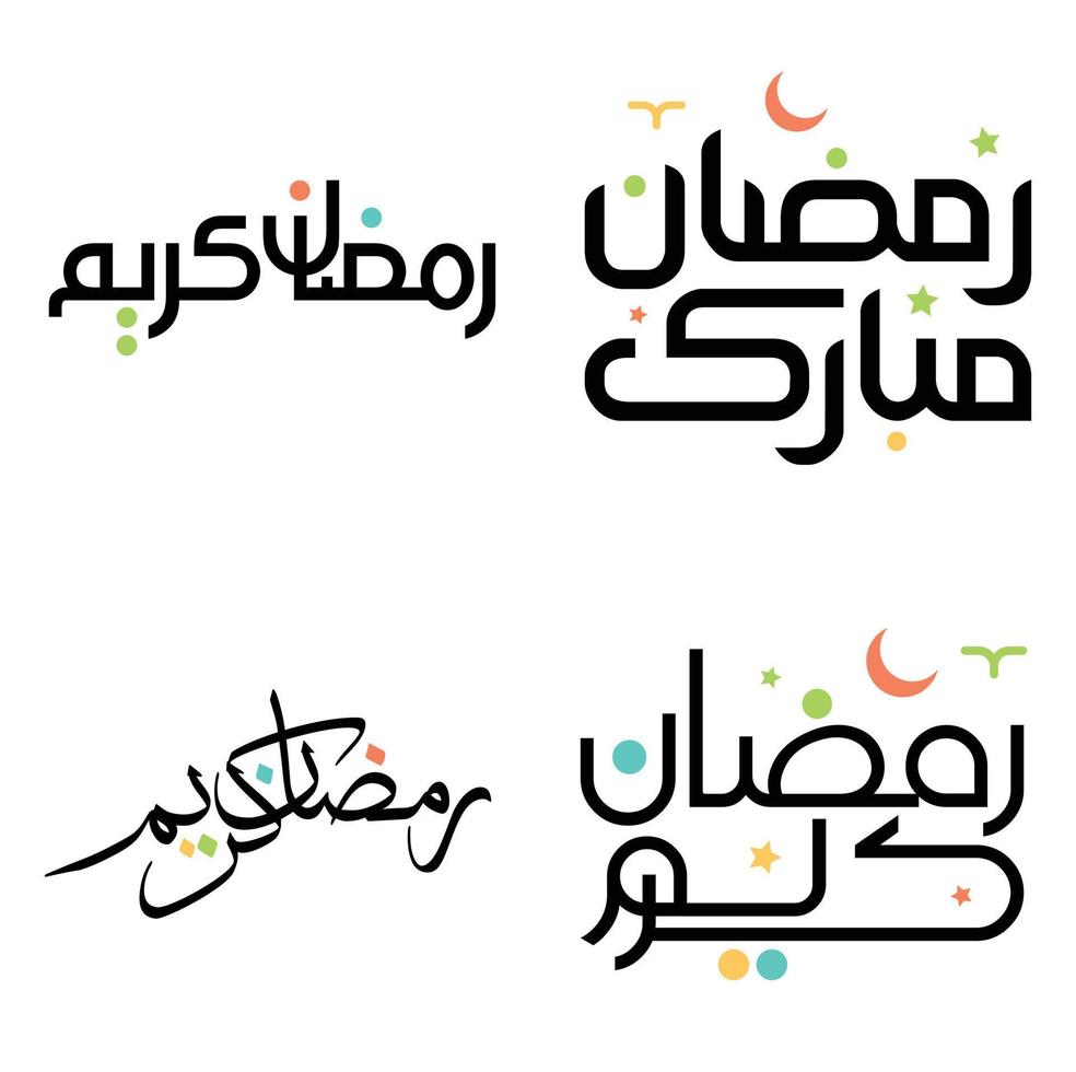 Vector Black Ramadan Kareem Greeting Card with Arabic Calligraphy Design.