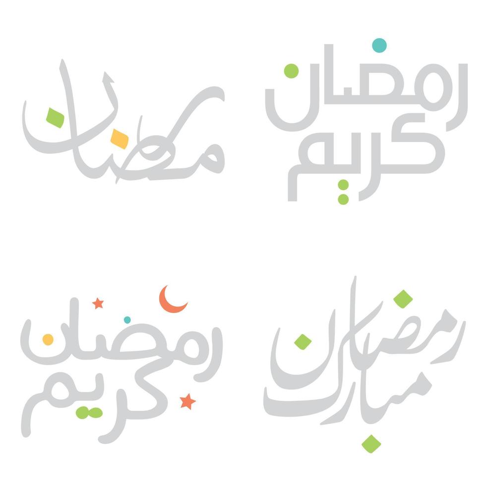 Elegant Ramadan Kareem Vector Illustration in Arabic Calligraphy for Muslim Celebrations.