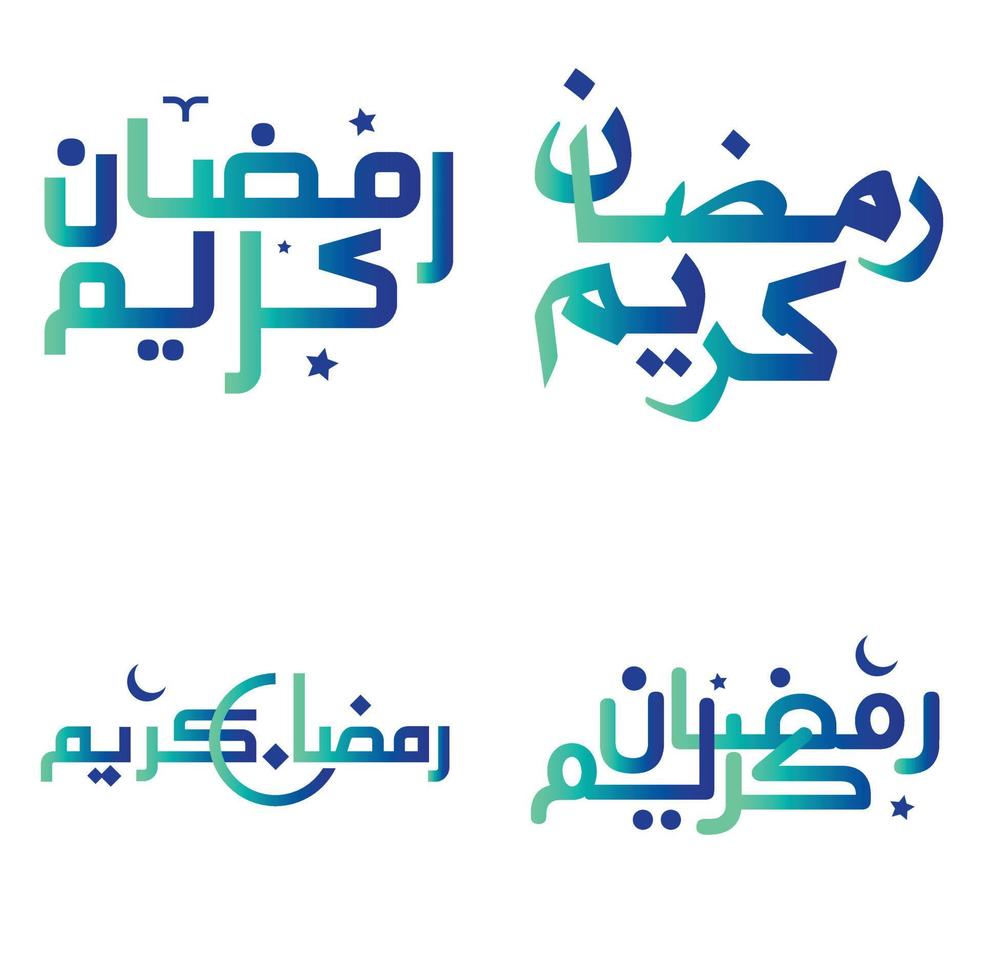 Celebrate Islamic Fasting Month with Gradient Green and Blue Ramadan Kareem Vector Illustration.