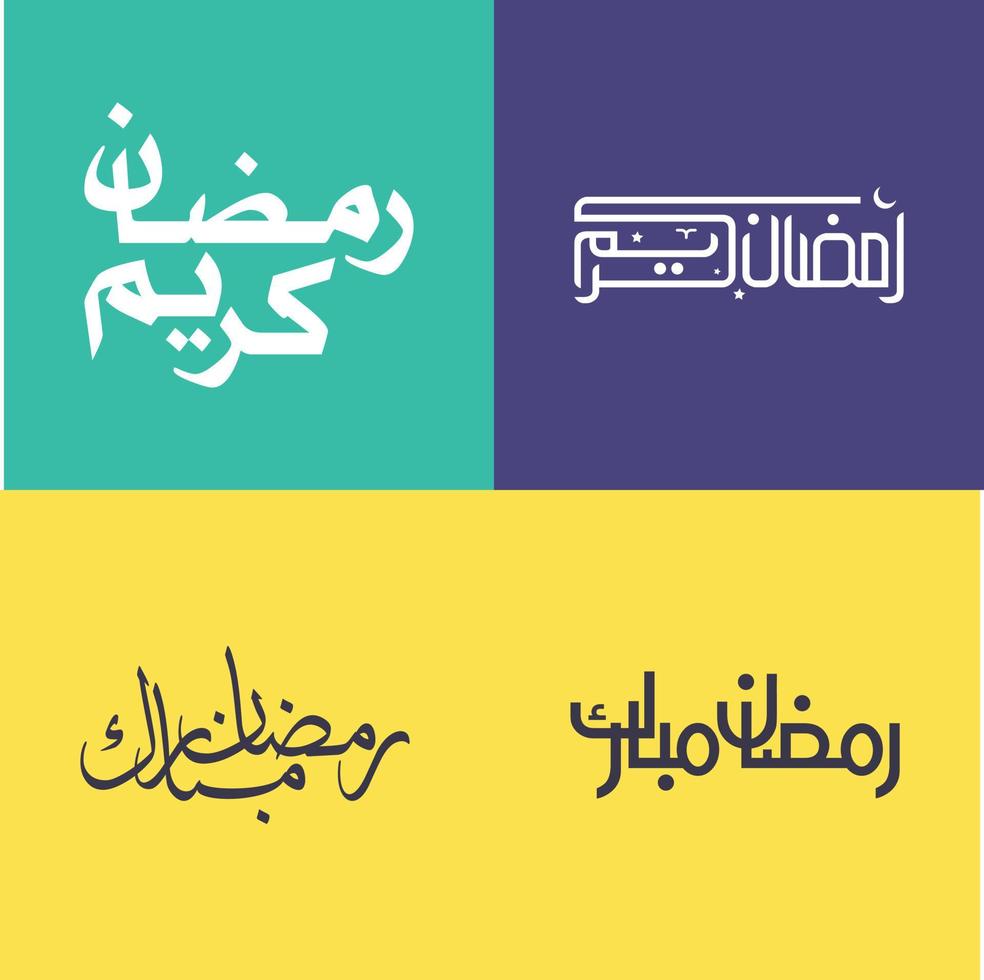 Vector Set of Simple Arabic Calligraphy for Muslim Greetings.