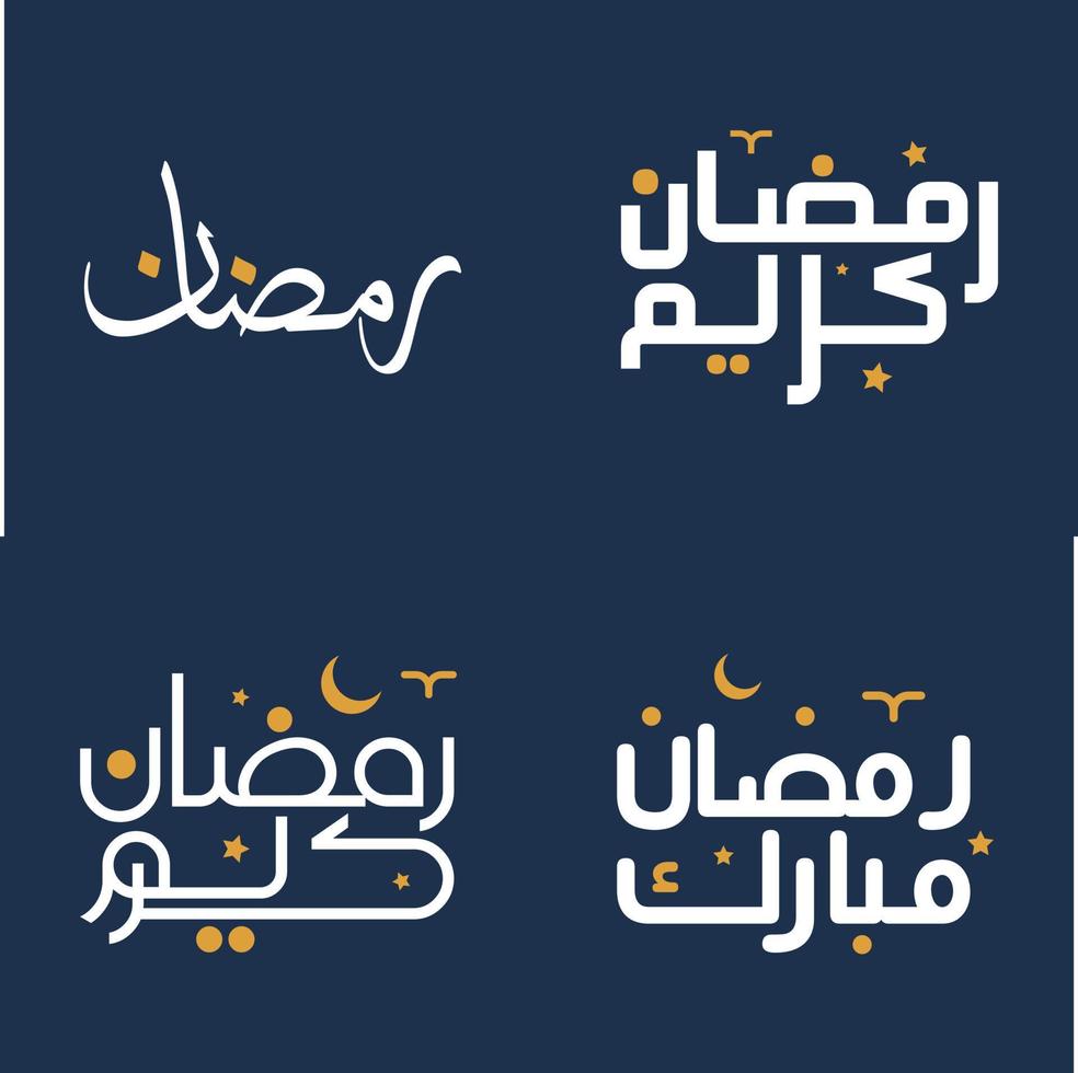 Vector Illustration of Ramadan Kareem Wishes with White Calligraphy and Orange Design Elements.