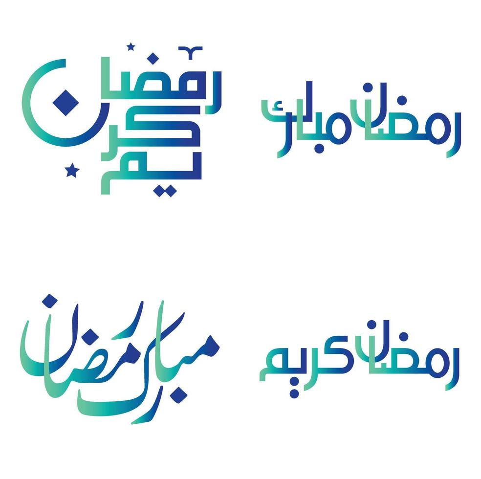 Vector Illustration of Ramadan Kareem with Elegant Gradient Green and Blue Calligraphy.