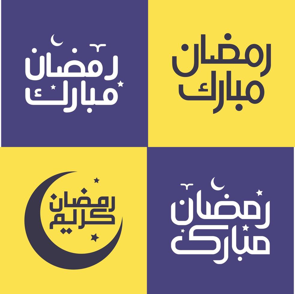 Minimalistic Arabic Calligraphy Pack for Celebrating the Holy Month of Fasting in Vector Illustration.