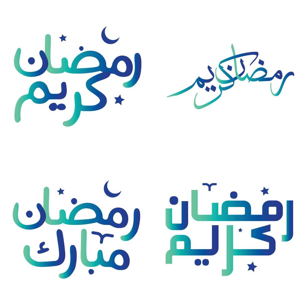 Celebrate Ramadan Kareem with Elegant Green and Blue Gradient Calligraphy Vector Design.