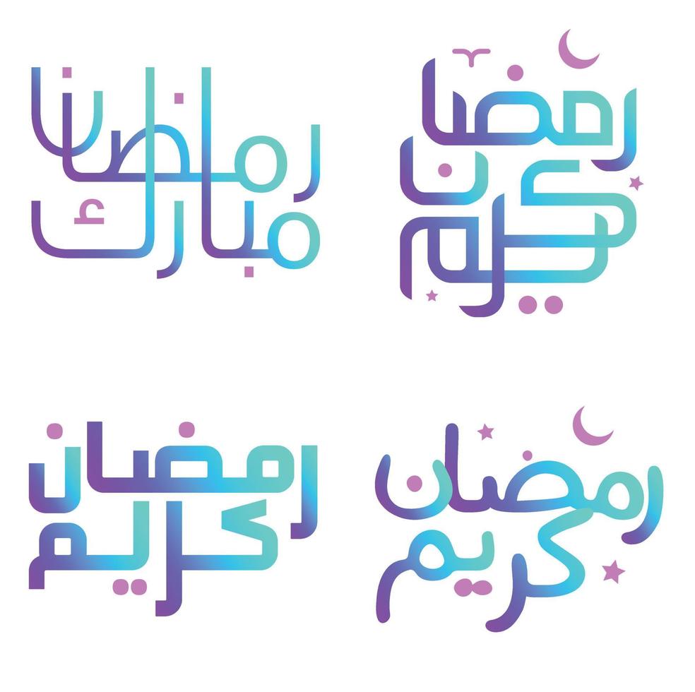 Elegant Gradient Calligraphy for Ramadan Kareem Greeting Cards Vector Illustration.