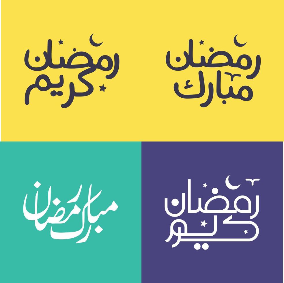 Vector Pack of Elegant Arabic Calligraphy for Ramadan Kareem Greetings.