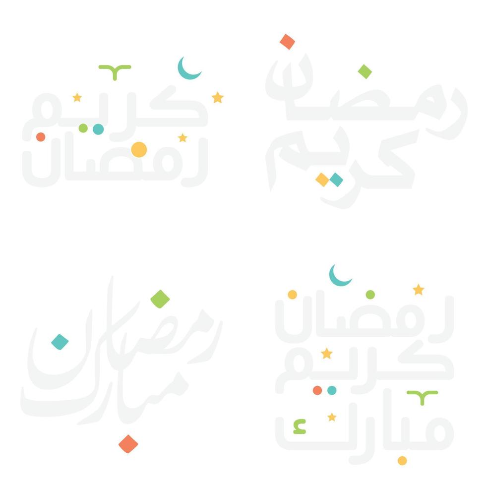 Ramadan Kareem Greeting Card with Arabic Calligraphy for Month of Fasting. vector