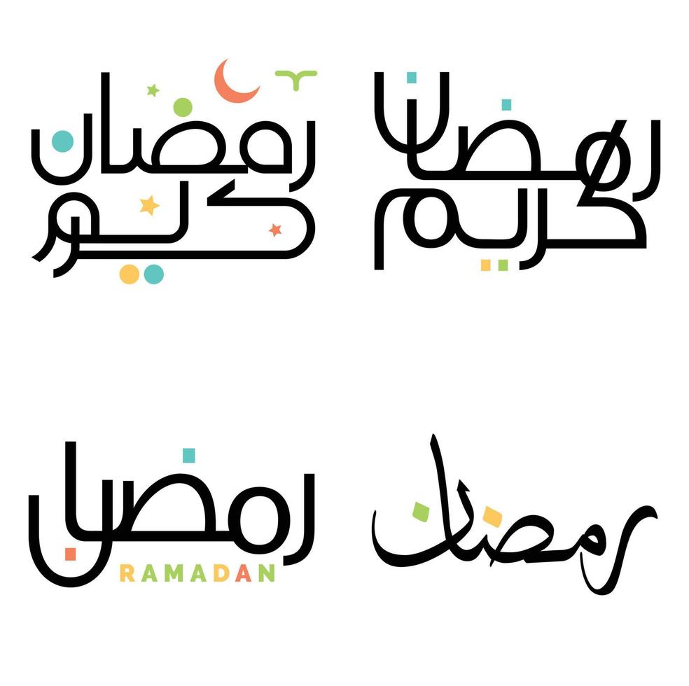 Ramadan Kareem Black Vector Design with Modern Arabic Typography.