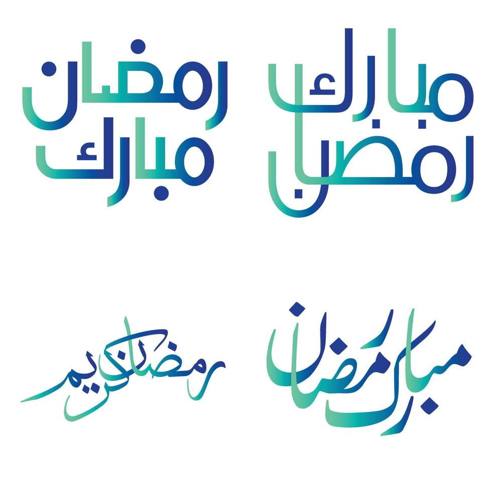 Elegant Gradient Green and Blue Ramadan Kareem Vector Design with Islamic Calligraphy.