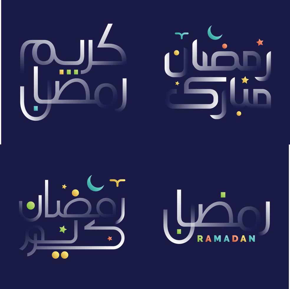 White Glossy Effect Ramadan Kareem Calligraphy Pack with Bright and Bold Accents vector