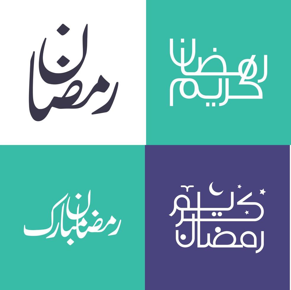 Arabic Calligraphy Pack for Celebrating Ramadan Kareem in a Minimalistic Style. vector