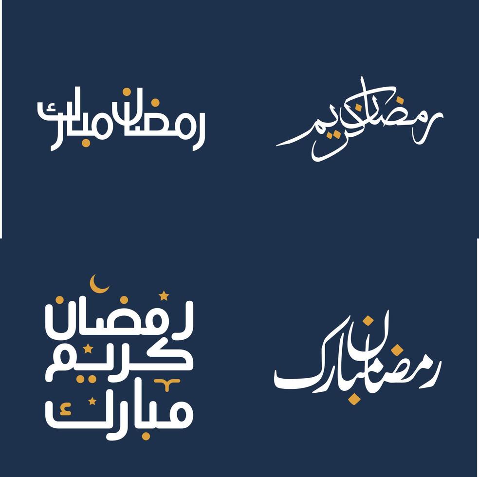 Celebrate Ramadan Kareem with Elegant White Calligraphy and Orange Design Elements Vector Illustration.