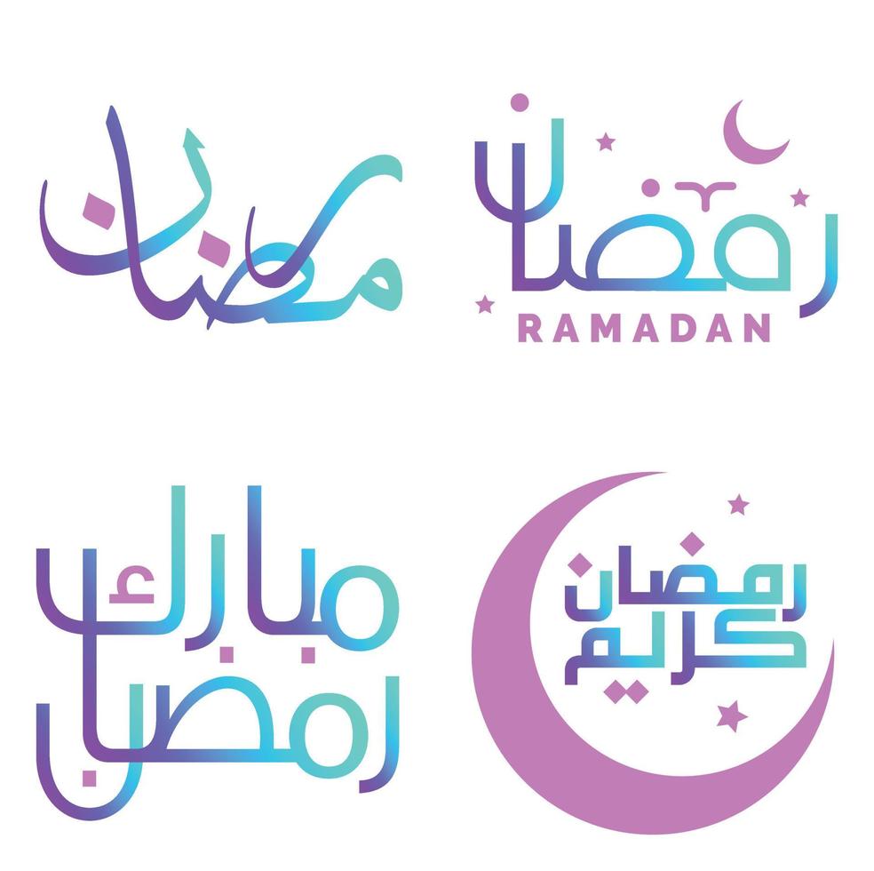 Ramadan Kareem Wishes with Gradient Arabic Calligraphy Vector Design.