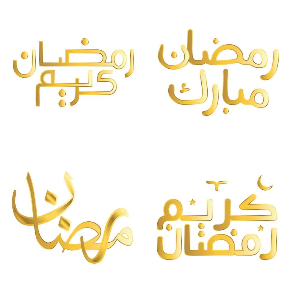 Vector Golden Ramadan Kareem Greeting Card with Arabic Calligraphy Design.