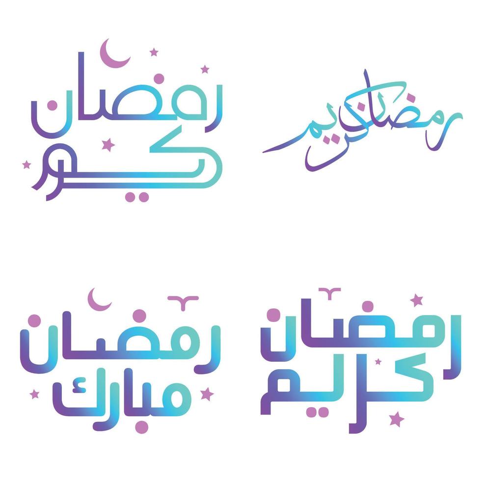 Vector Illustration of Gradient Ramadan Kareem Wishes with Arabic Typography.