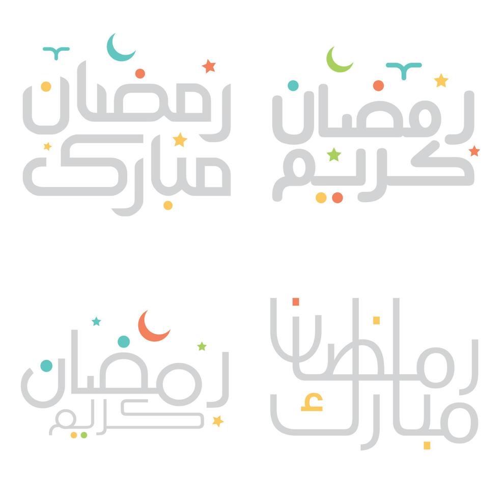 Arabic Greeting Typography Set for Ramadan Kareem Celebrations. vector