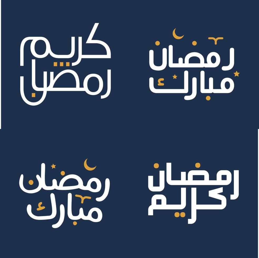 Vector Illustration of White Calligraphy with Orange Design Elements for Ramadan Kareem Wishes.