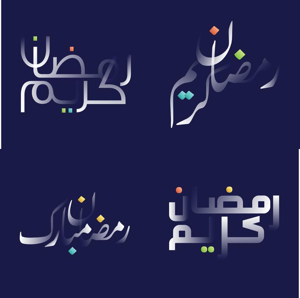 Celebrate Ramadan with our White Glossy Calligraphy Pack with Colorful Accents vector