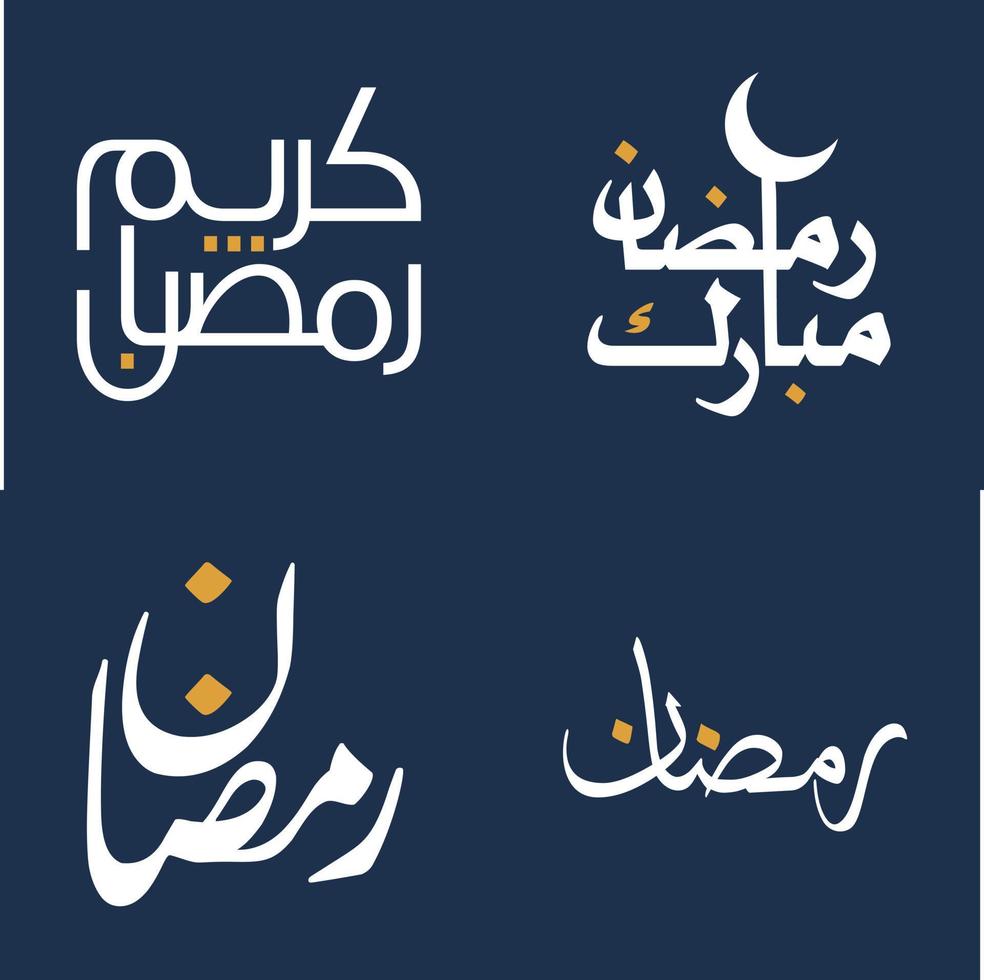 Elegant White Calligraphy and Orange Design Elements Vector Illustration for Ramadan Kareem.