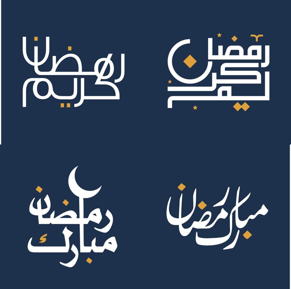 Vector Illustration of Orange Design Elements with White Calligraphy for Ramadan Kareem Wishes.