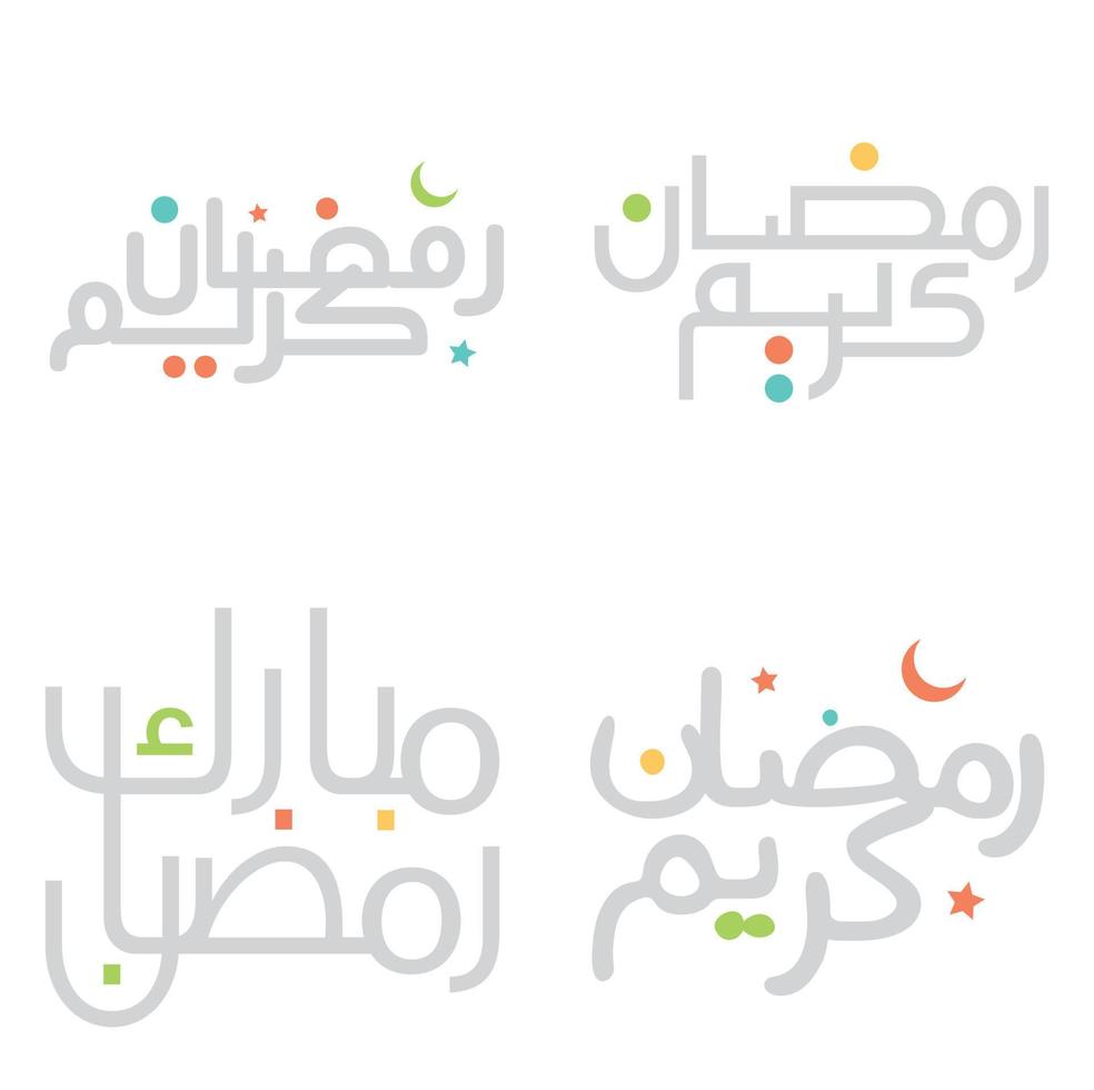 Ramadan Kareem Greeting Card with Arabic Calligraphy for Month of Fasting. vector