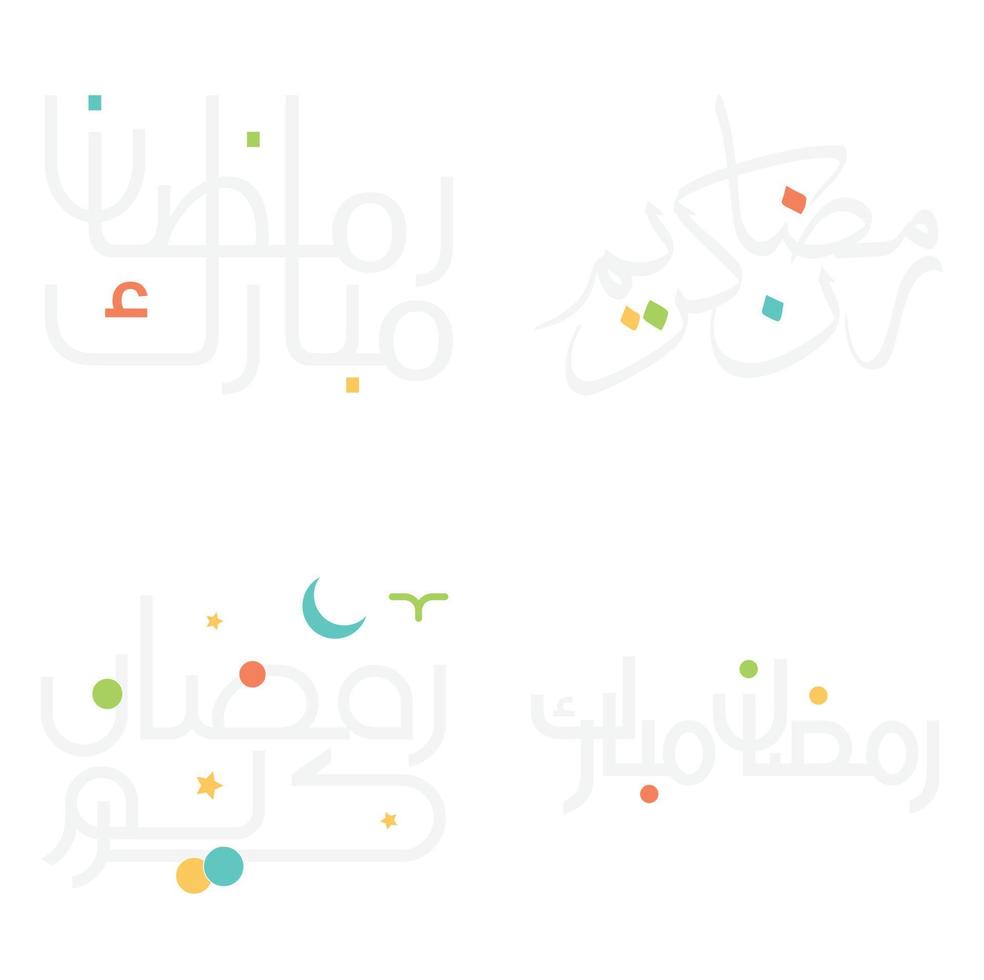 conjunto de Arábica caligrafía Ramadán Mubarak y kareem para santo mes usar. vector