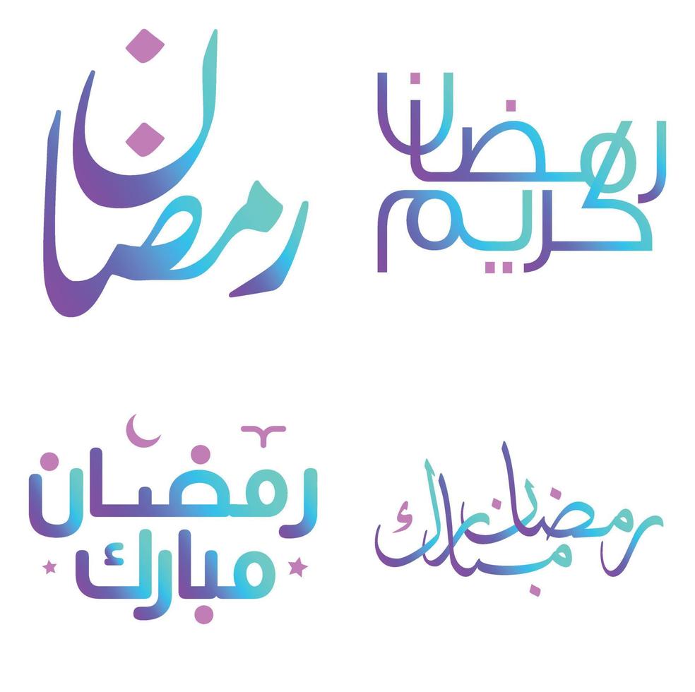 Gradient Ramadan Kareem Vector Illustration with Arabic Calligraphy.