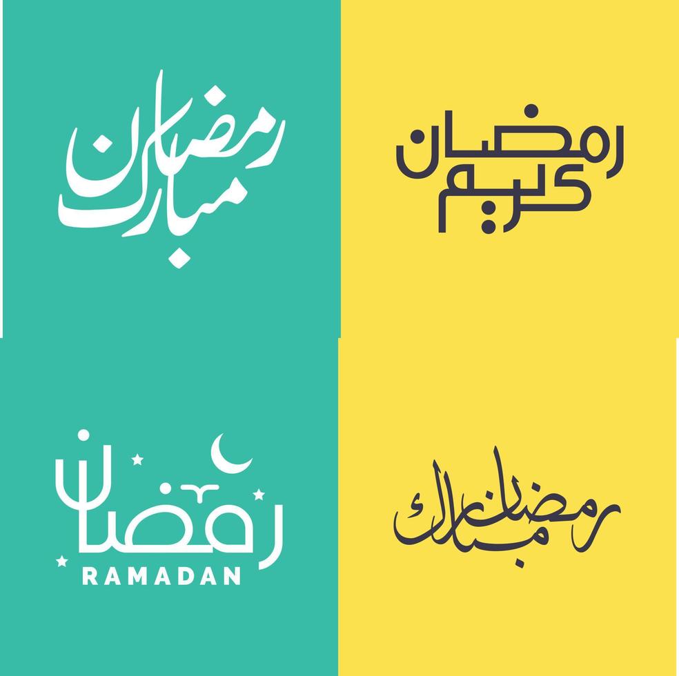 Simple and Elegant Ramadan Kareem Calligraphy Pack for Holy Month of Fasting. vector