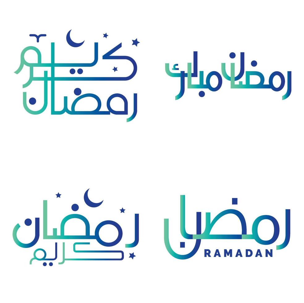 Gradient Green and Blue Arabic Calligraphy Vector Illustration for Muslim Celebrations.