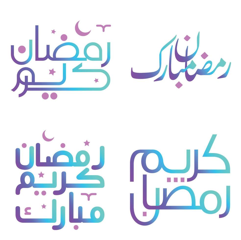 Vector Illustration of Gradient Ramadan Kareem Calligraphy for Muslim Celebrations.