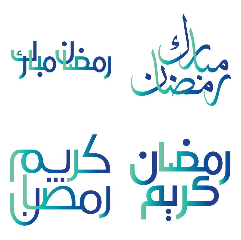 Elegant Gradient Green and Blue Calligraphy for Ramadan Kareem Greetings Vector Design.