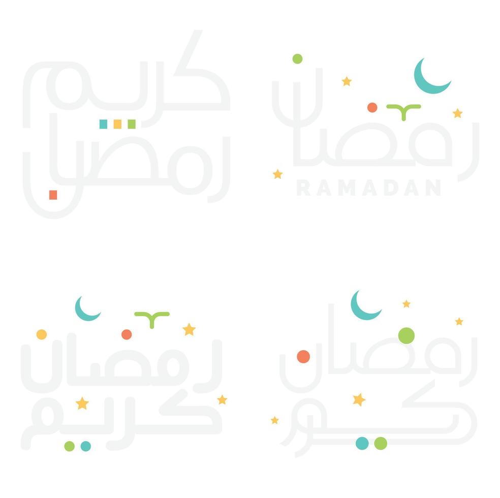 Set of Arabic Calligraphy Ramadan Mubarak and Kareem for Holy Month Use. vector