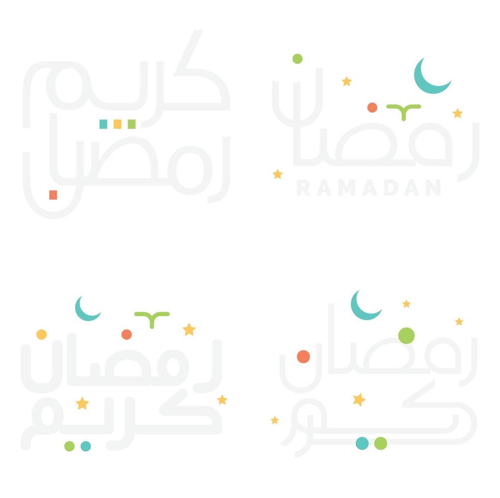 Set of Arabic Calligraphy Ramadan Mubarak and Kareem for Holy Month Use. vector