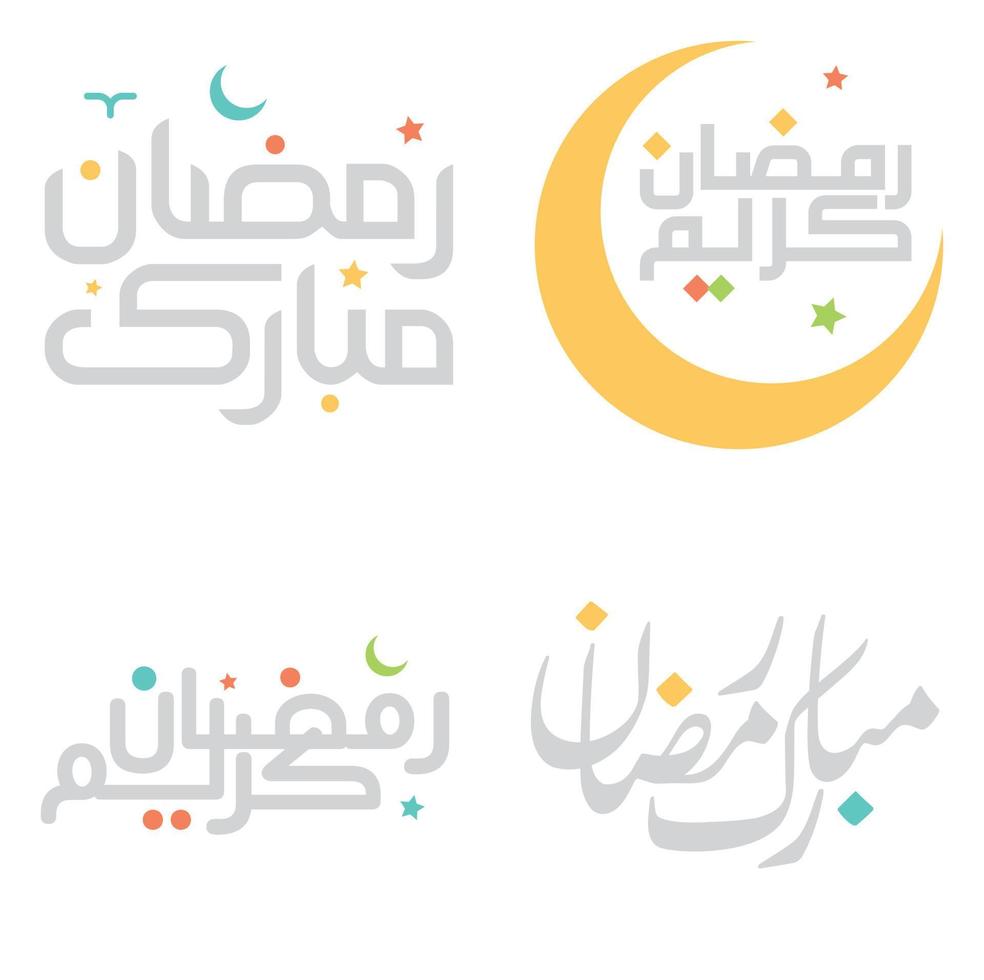 Vector Illustration of Ramadan Kareem Wishes with Arabic Calligraphy.
