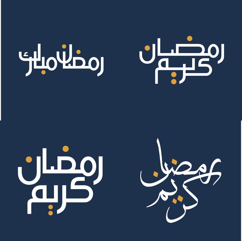 Vector Illustration of Ramadan Kareem Wishes with White Calligraphy and Orange Design Elements.