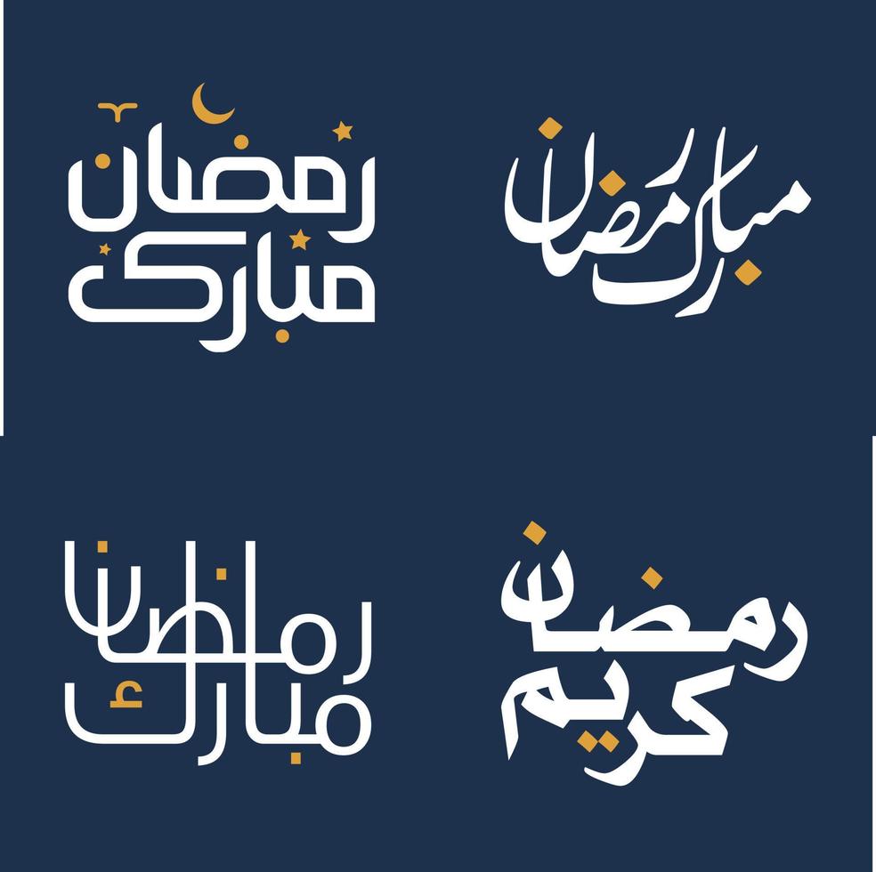 Vector Illustration of White Calligraphy and Orange Design Elements for Muslim Celebrations.