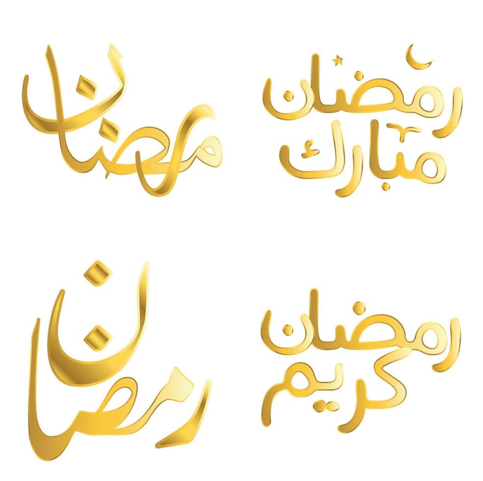 Vector Illustration of Golden Ramadan Kareem Wishes with Arabic Typography.