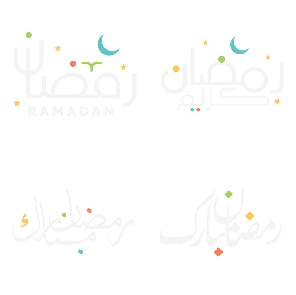 Multi-Style Arabic Typography for Ramadan Greetings in Handwriting Calligraphy. vector