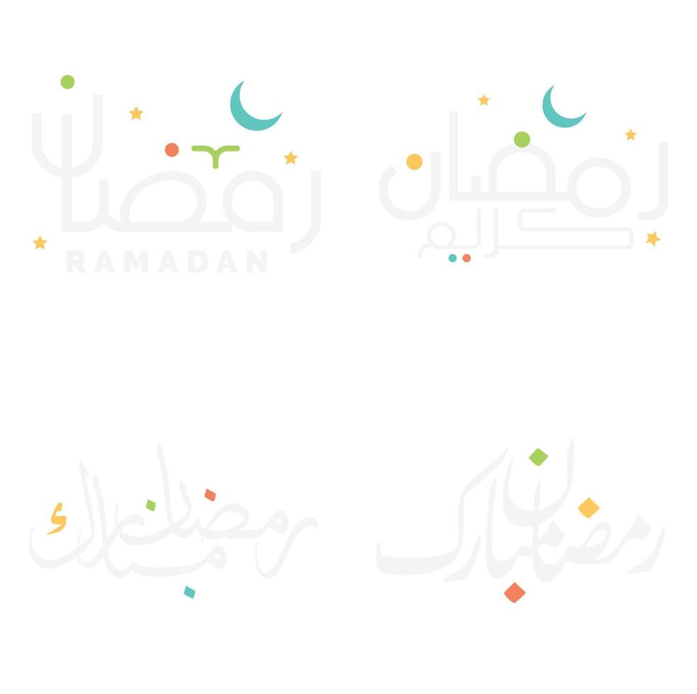 Multi-Style Arabic Typography for Ramadan Greetings in Handwriting Calligraphy. vector