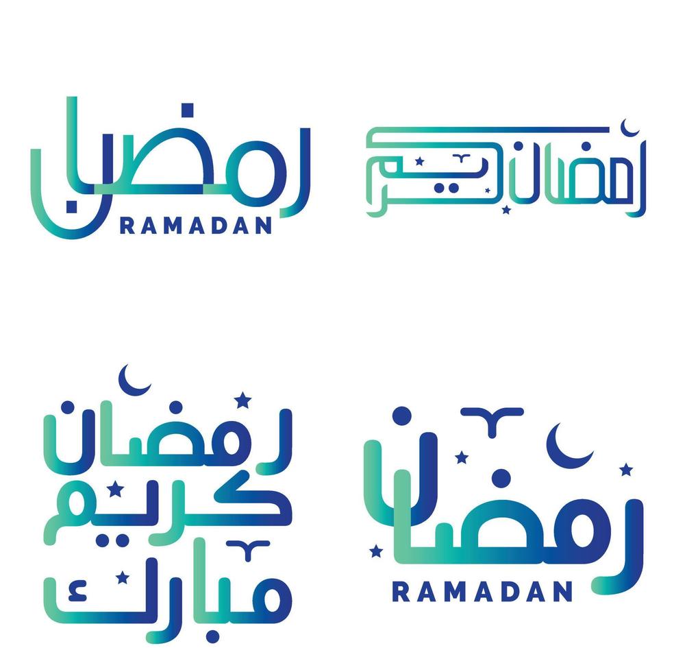 Elegant Gradient Green and Blue Ramadan Kareem Vector Illustration for Islamic Celebrations.